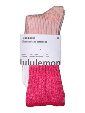Lululemon Unisex Crew Length Ragg Socks Candy Cloud Pink Pearl S M NWT Sold Out